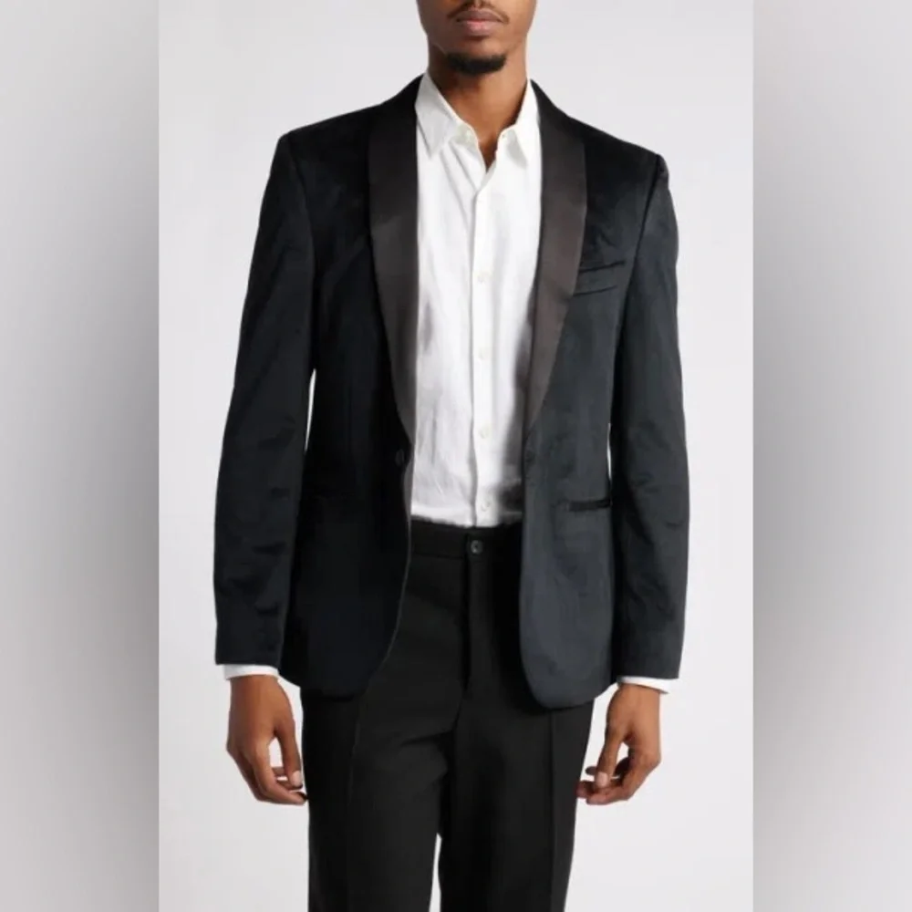 OPEN EDIT Velvet Dinner Jacket In Black